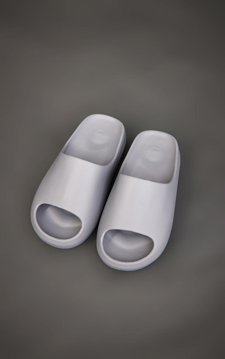 Grey Rubber Rib Sole Slides Product Image