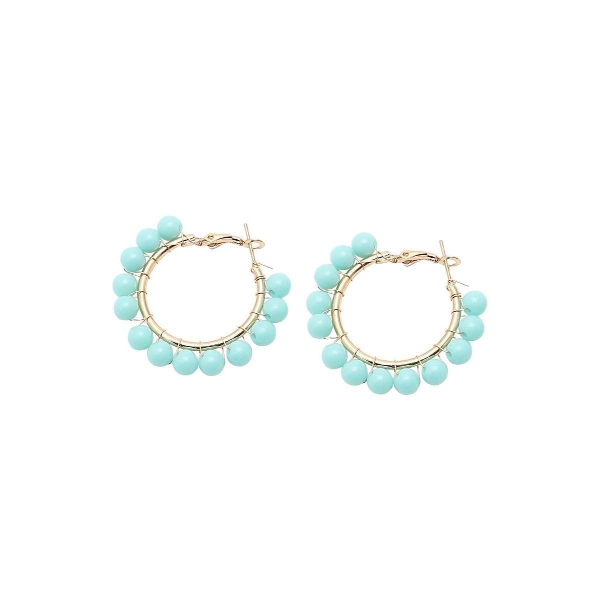 Sohi Womens Beaded Hoop Earrings Product Image