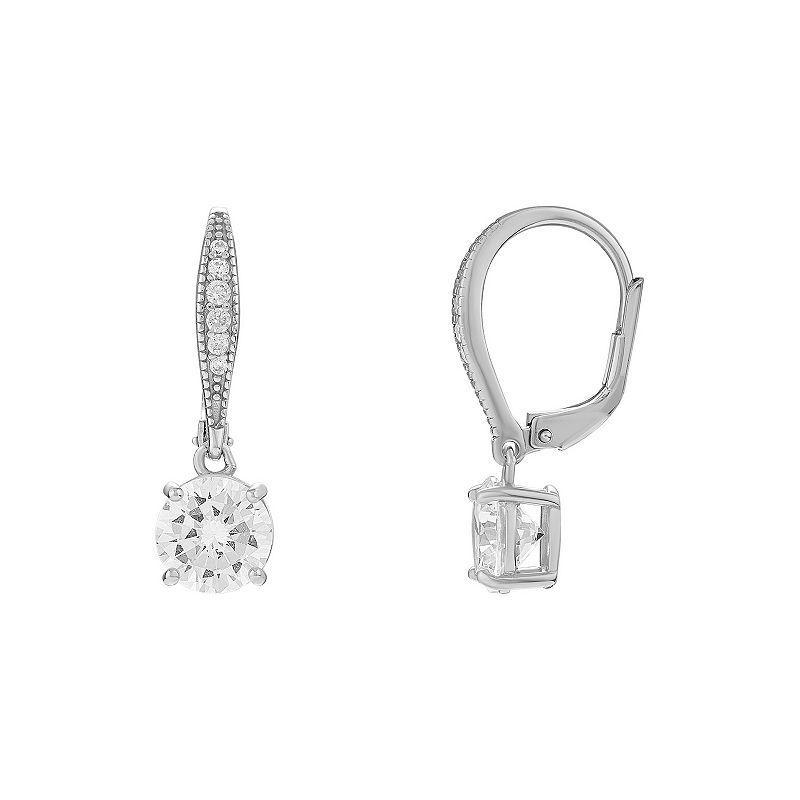 PRIMROSE Sterling Silver Cubic Zirconia Leverback Earrings, Womens Product Image