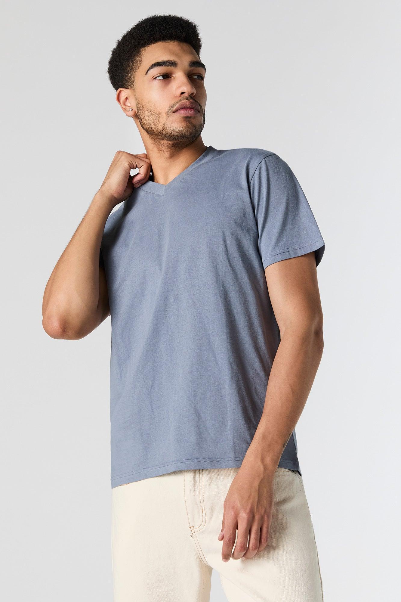 Solid V-Neck T-Shirt Male Product Image