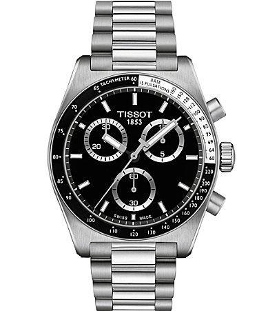 Tissot Mens Prs516 Quartz Black Dial Chronograph Stainless Steel Bracelet Watch Product Image