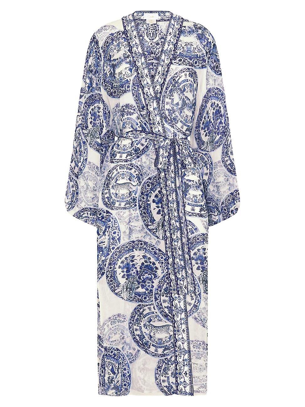 Womens Printed Silk Wrap Cover-Up Product Image