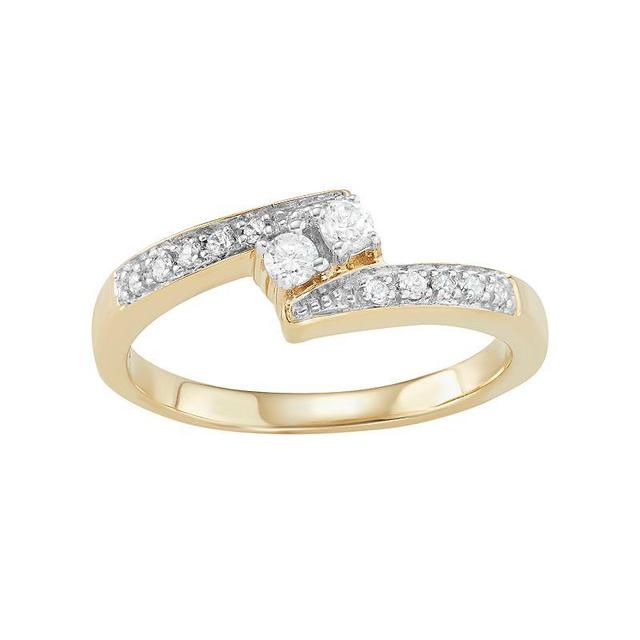 Jewelexcess 10k Gold 1/4 Carat T.W. Diamond 2-Stone Ring, Womens White Product Image