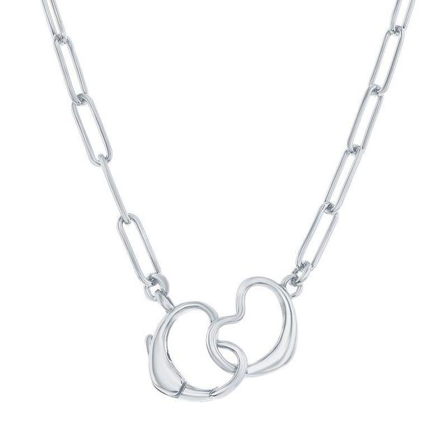 Argento Bella Sterling Silver Paperclip Heart Clasp Necklace, Womens Product Image