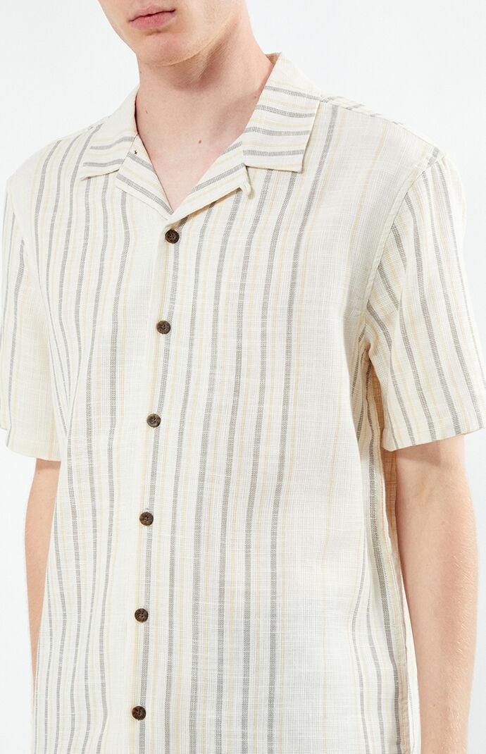 Men's Neutral Striped Camp Shirt - Product Image