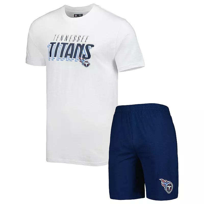 Mens Concepts Sport /White Tennessee Titans Downfield T-Shirt & Shorts Sleep Set Blue Product Image