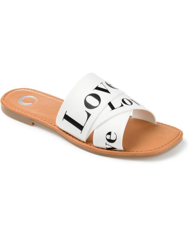 Journee Collection Ivante Womens Slide Sandals White Product Image