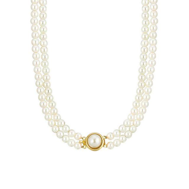 1928 Gold Tone Simulated Pearl Double Strand Necklace, Womens, White Product Image