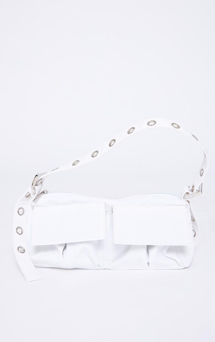  White Pocket Eyelet Strap Shoulder Bag Product Image