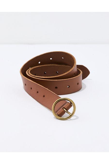 AEO Oval Buckle Leather Belt Womens Cognac L Product Image