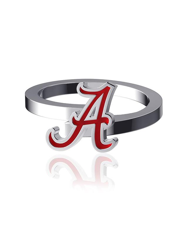 Womens Dayna Designs Alabama Crimson Tide Bypass Enamel Silver Ring Product Image