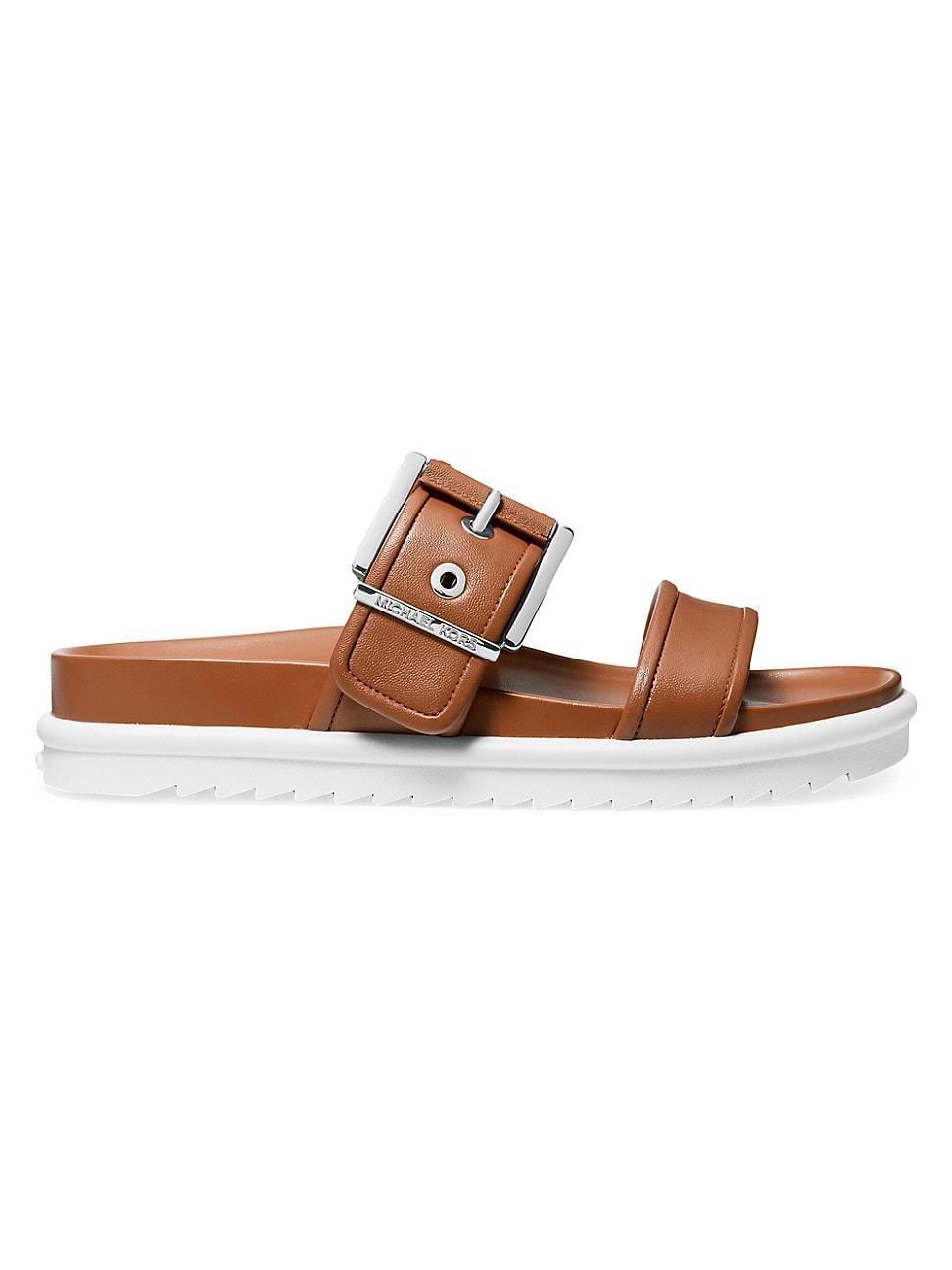 Womens Colby Buckle-Accented Leather Slide Sandals product image