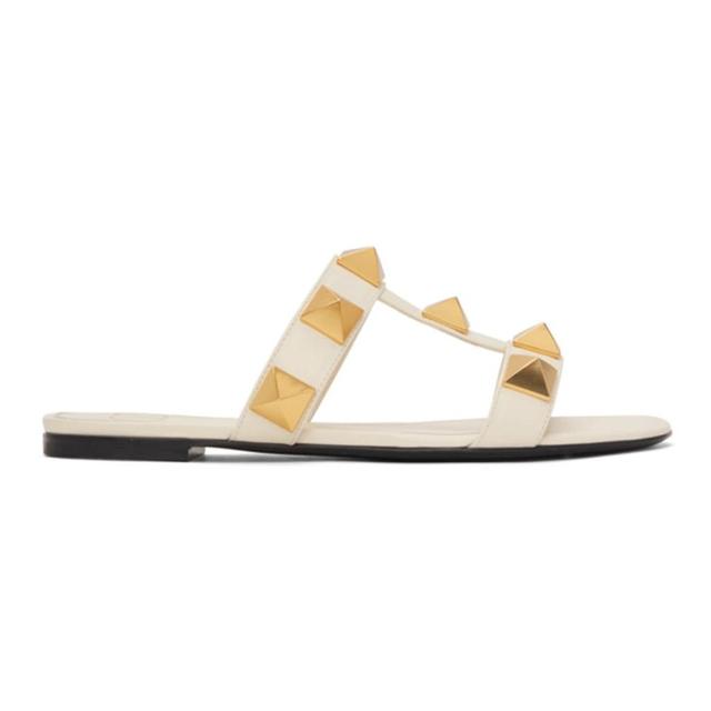 Off-white Roman Stud Flat Slide Sandals In Neutrals Product Image