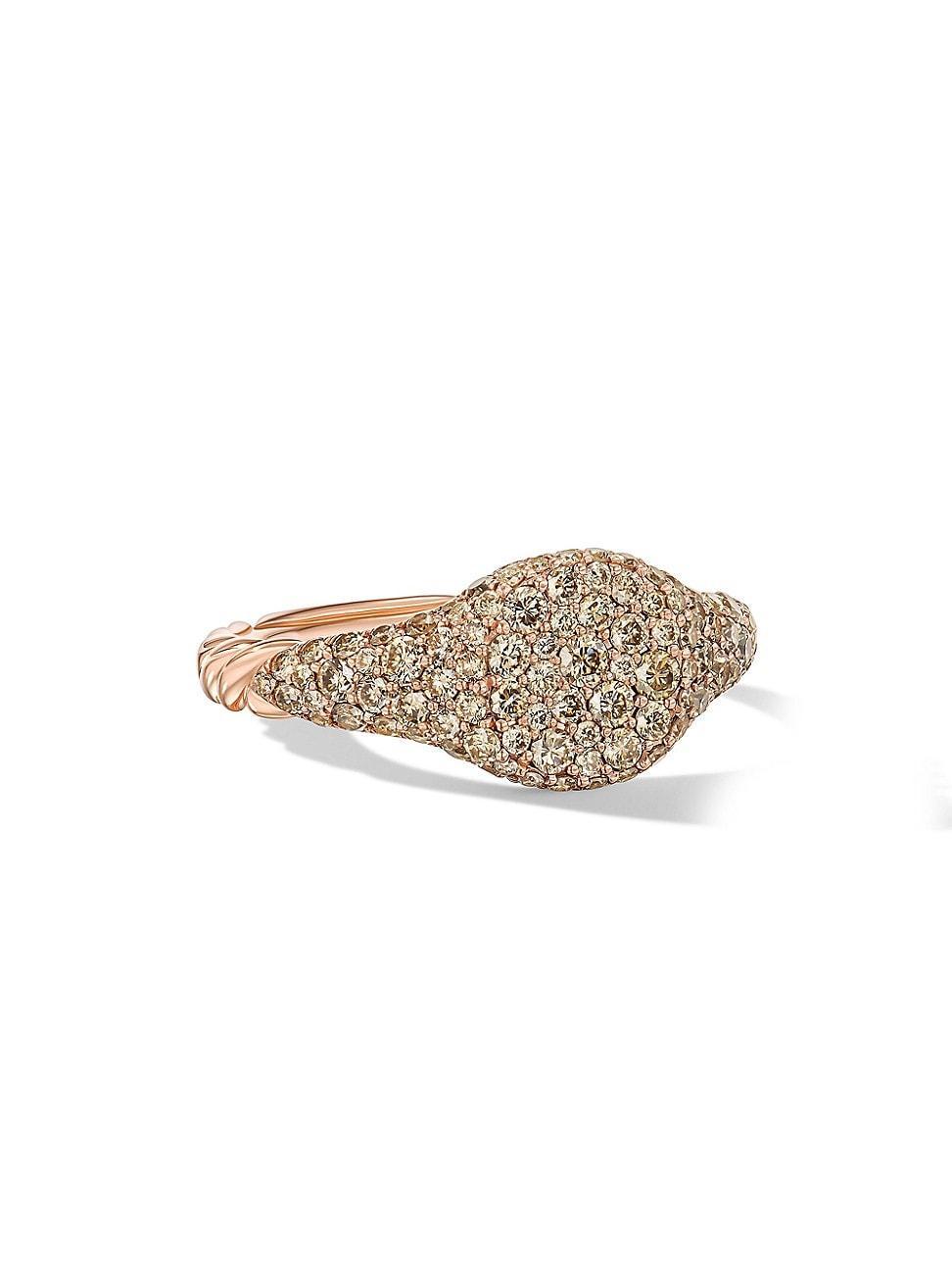 Womens Petite Pav Pinky Ring in 18K Rose Gold Product Image