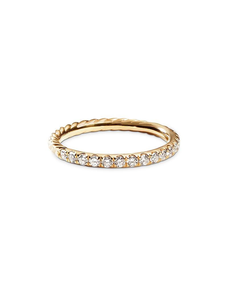 Womens Cable Collectibles Stack Ring in 18K Yellow Gold with Pav Diamonds Product Image