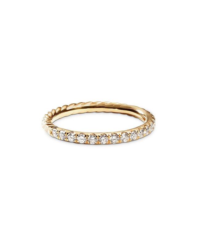 Womens Cable Collectibles Stack Ring in 18K Yellow Gold with Pav Diamonds Product Image