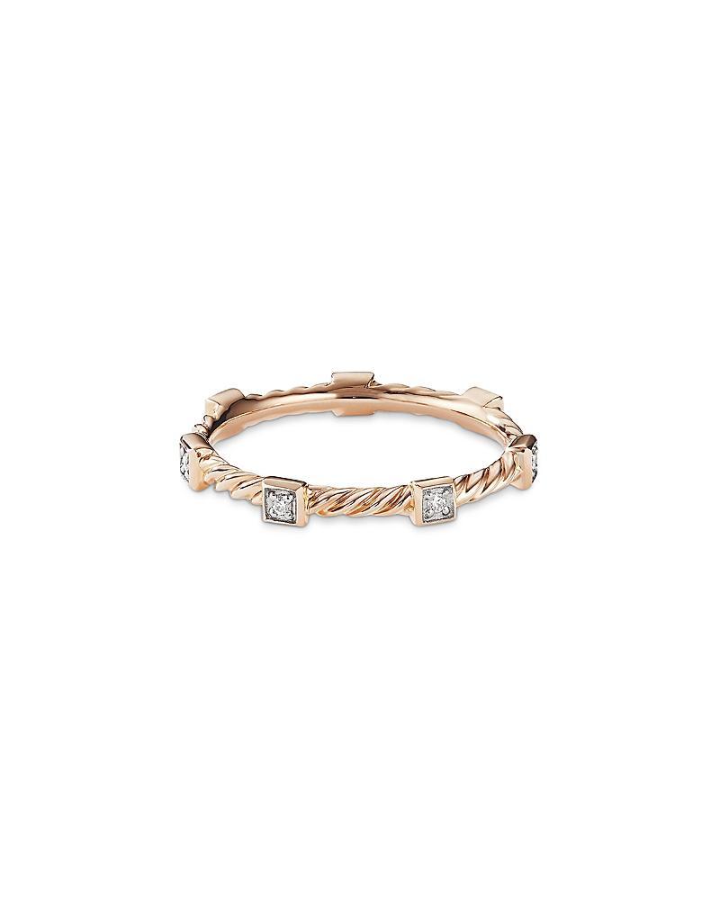 Womens Cable Collectibles Stack Ring in 18K Rose Gold with Diamonds Product Image