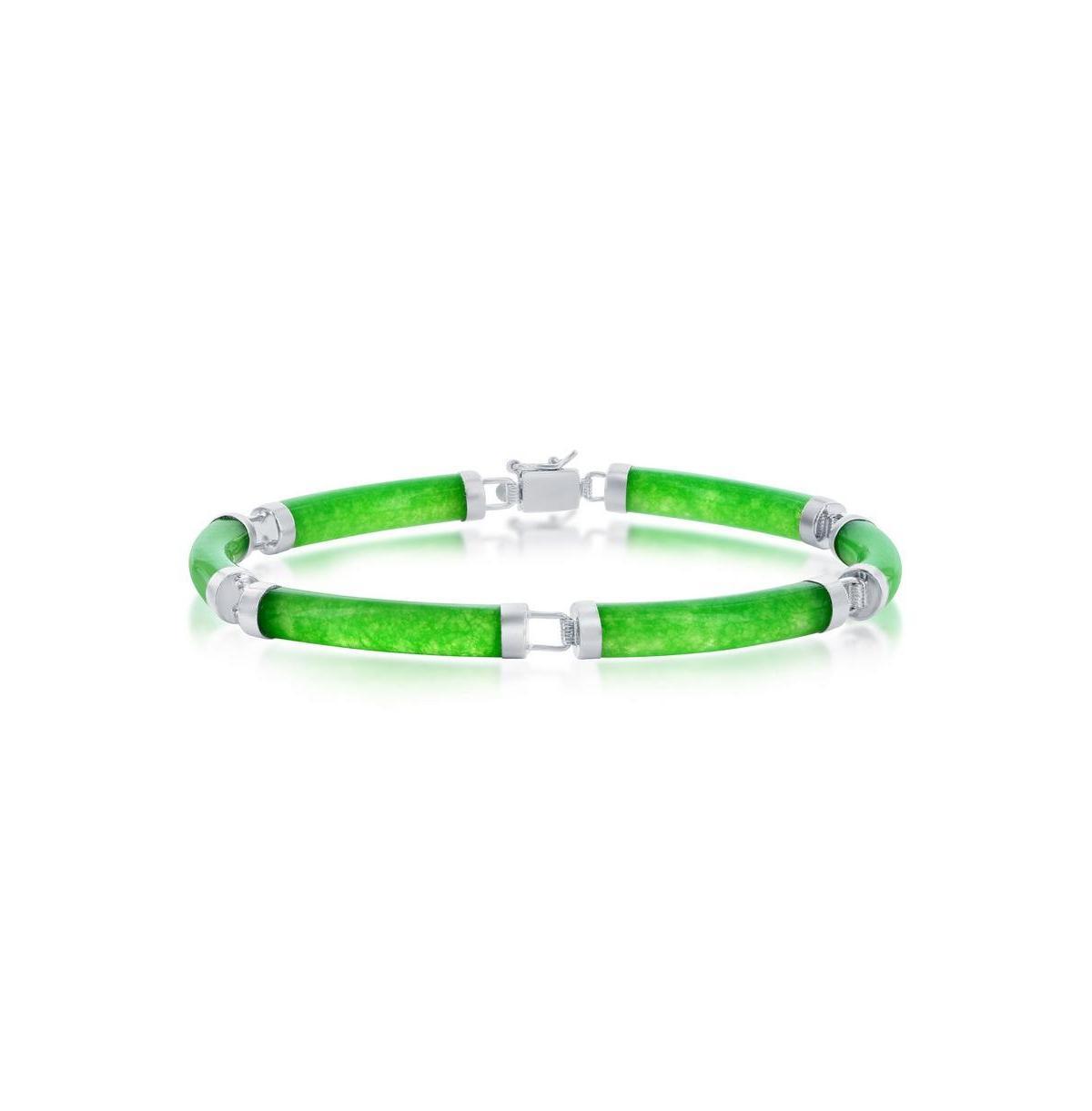 Sterling Silver Jade Curved Bar Link Bracelet Product Image