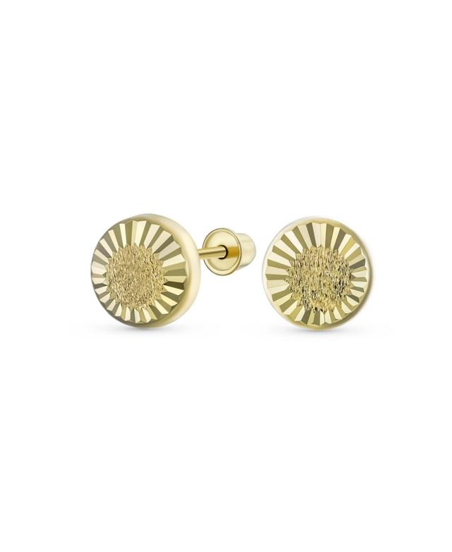 Bling Jewelry Simple Classic Small10K Yellow Gold Round Half Button Dome Star Brust Stud Earrings 5MM For Women Product Image