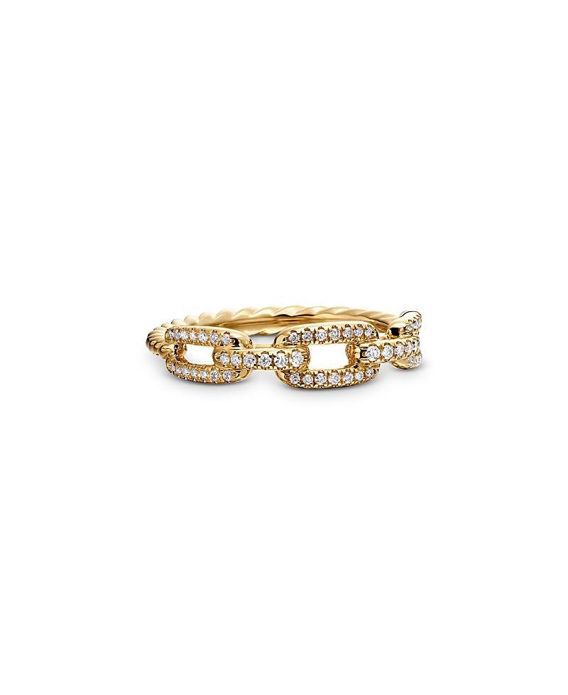 Womens Stax Chain Link Ring in 18K Yellow Gold with Pav Diamonds Product Image