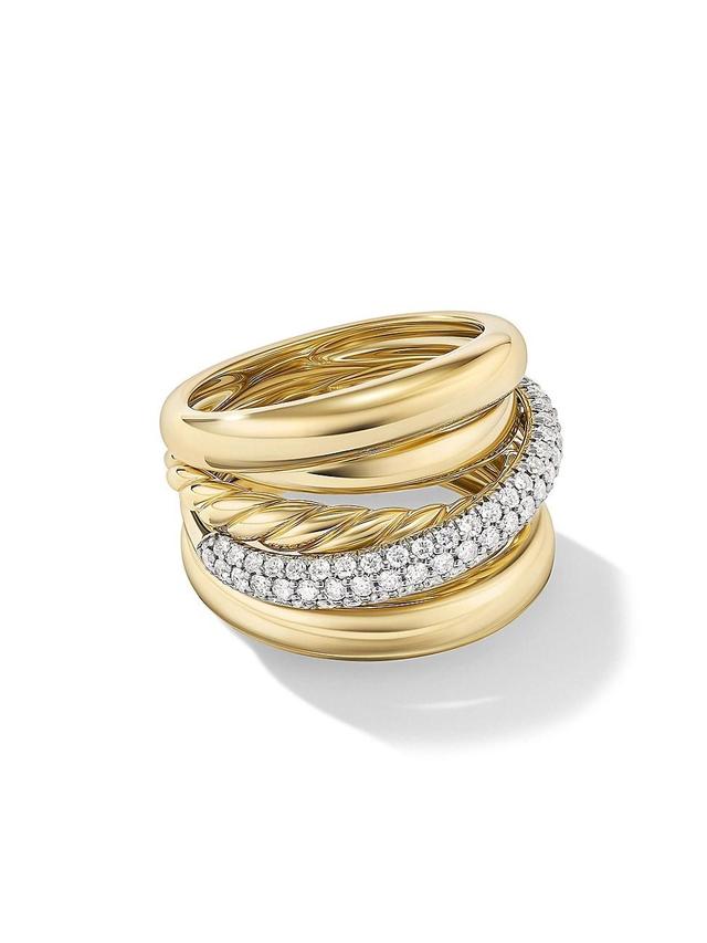 Womens Pav Crossover Five Row Ring in 18K Yellow Gold Product Image