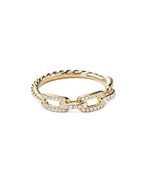 Womens Stax Chain Link Ring in 18K Yellow Gold with Pav Diamonds Product Image