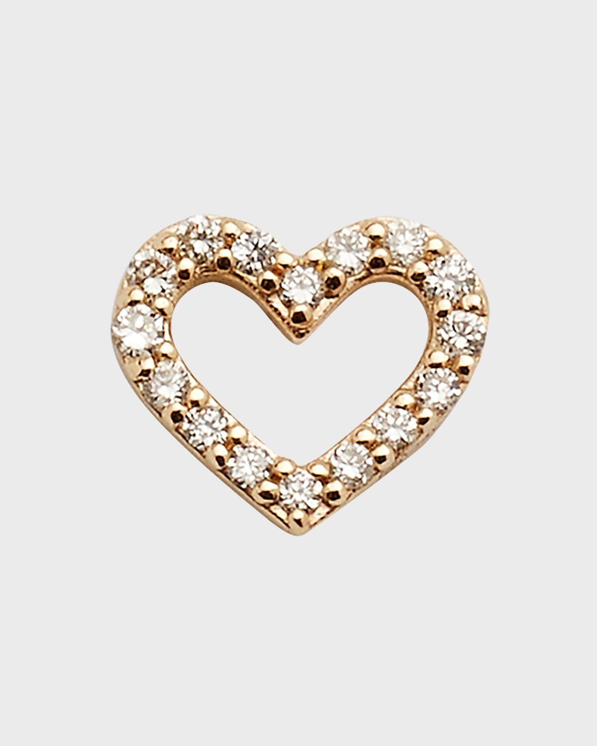 Womens 14K Yellow Gold & Diamond Small Open Heart Single Earring Product Image