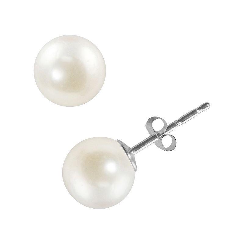 14k White Gold Akoya Cultured Pearl Stud Earrings, Womens Product Image