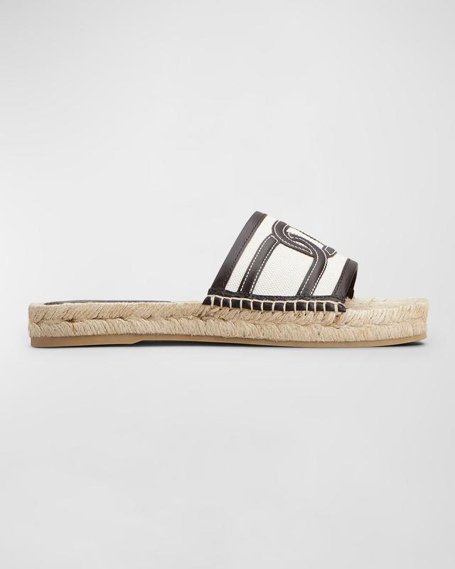 Tods Womens Kate Chain Linen Slide Sandals Product Image