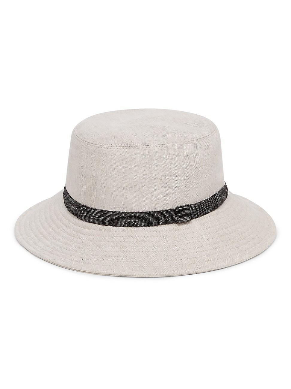 Womens Dlav Linen Bucket Hat with Shiny Band Product Image