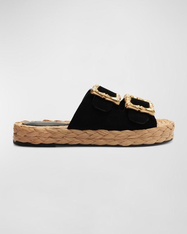 Enola Suede Dual-Buckle Espadrille Sandals Product Image