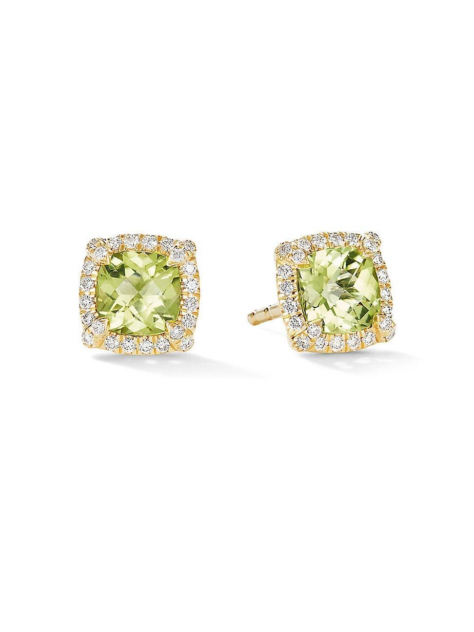 Womens Petite Chatelaine Pav Bezel Stud Earrings in 18K Yellow Gold with Diamonds Product Image