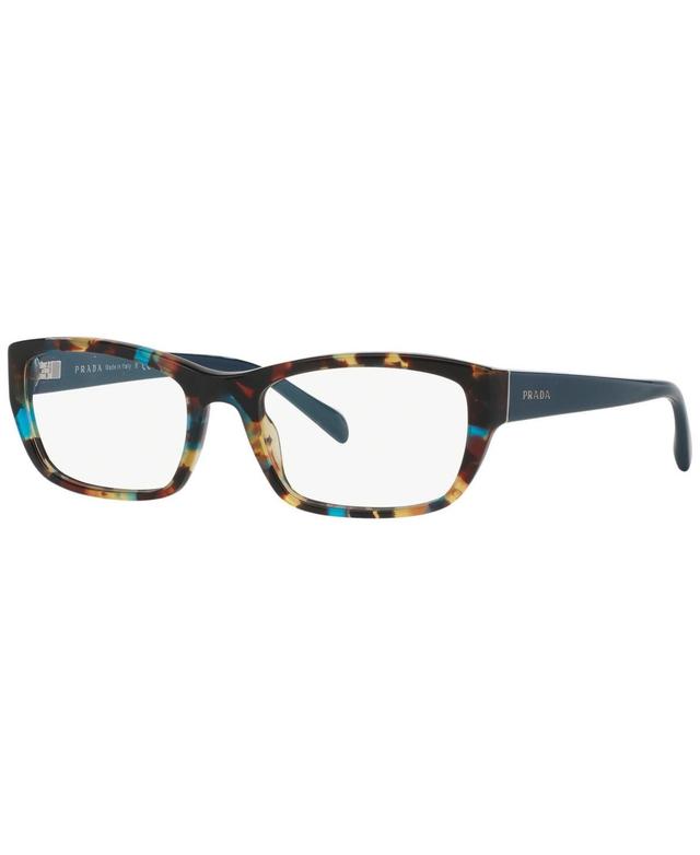 Prada Pr 18OV Womens Rectangle Eyeglasses - Havana Blu Product Image