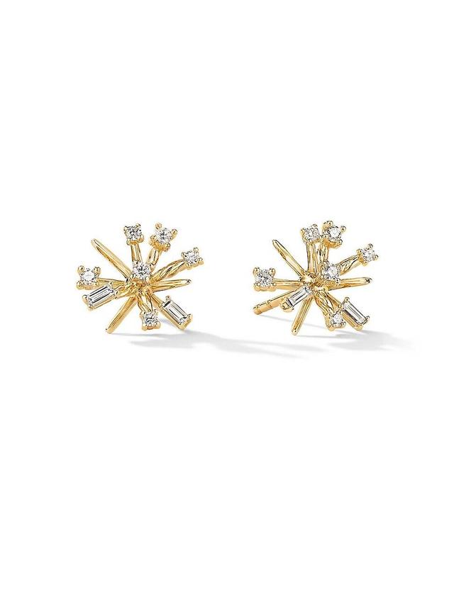 Womens Petite Supernova Stud Earrings in 18K Yellow Gold with Diamonds Product Image