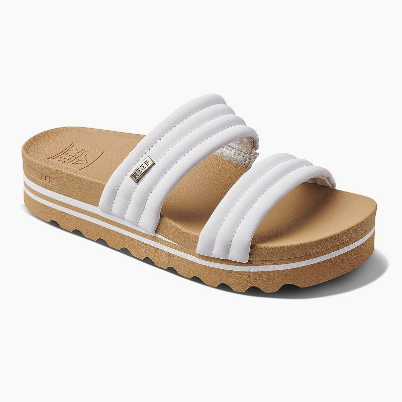 REEF Kaia Womens 2-Bar Slide Sandals White Product Image