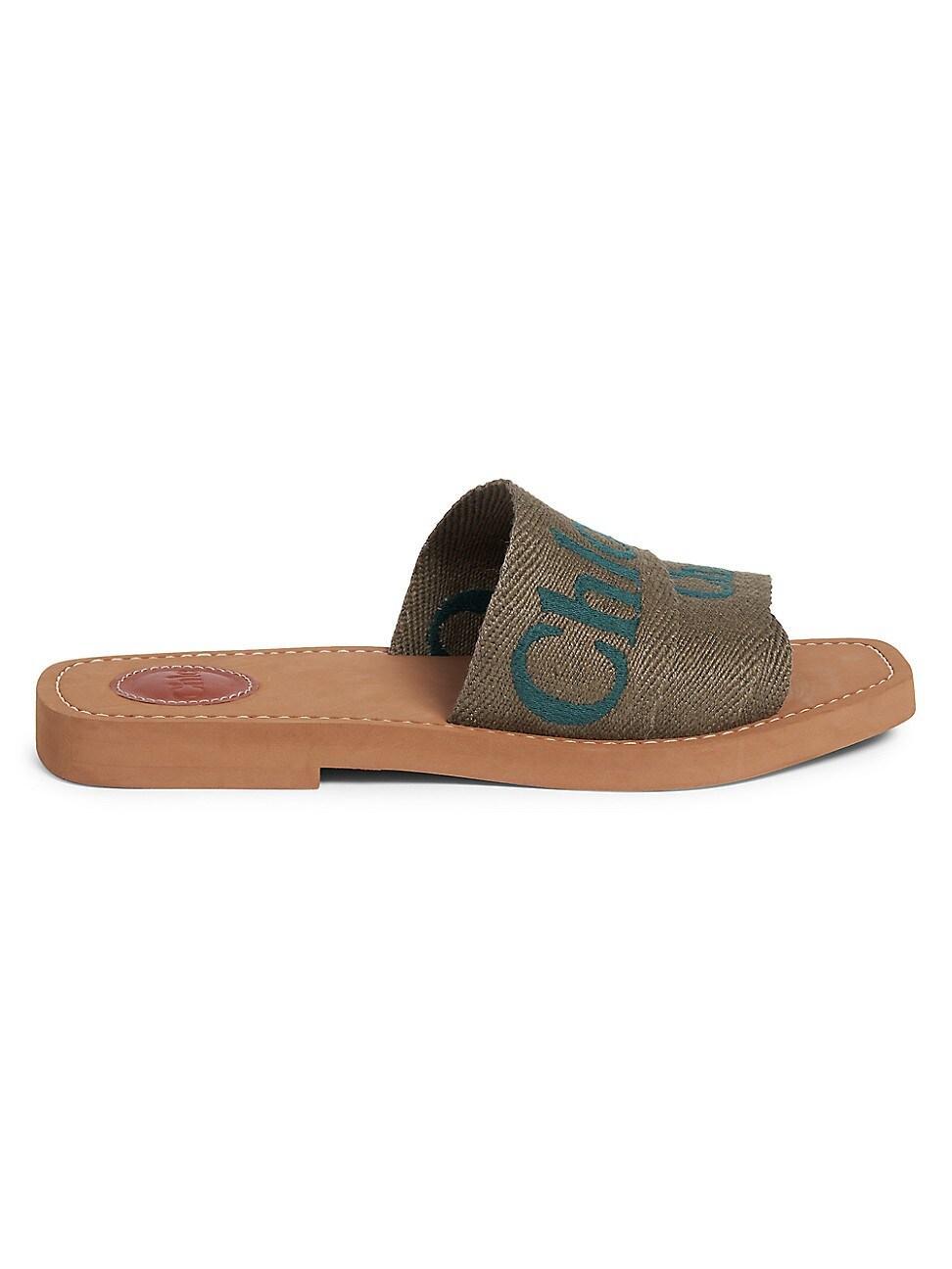 Womens Woody Linen Slides Product Image