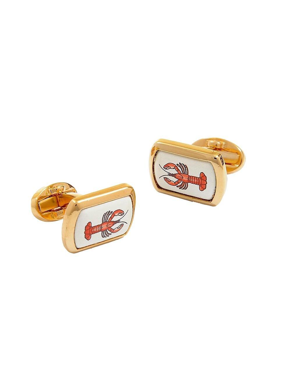 Mens 24K Gold-Plated Lobster Rectangular Cufflinks Product Image