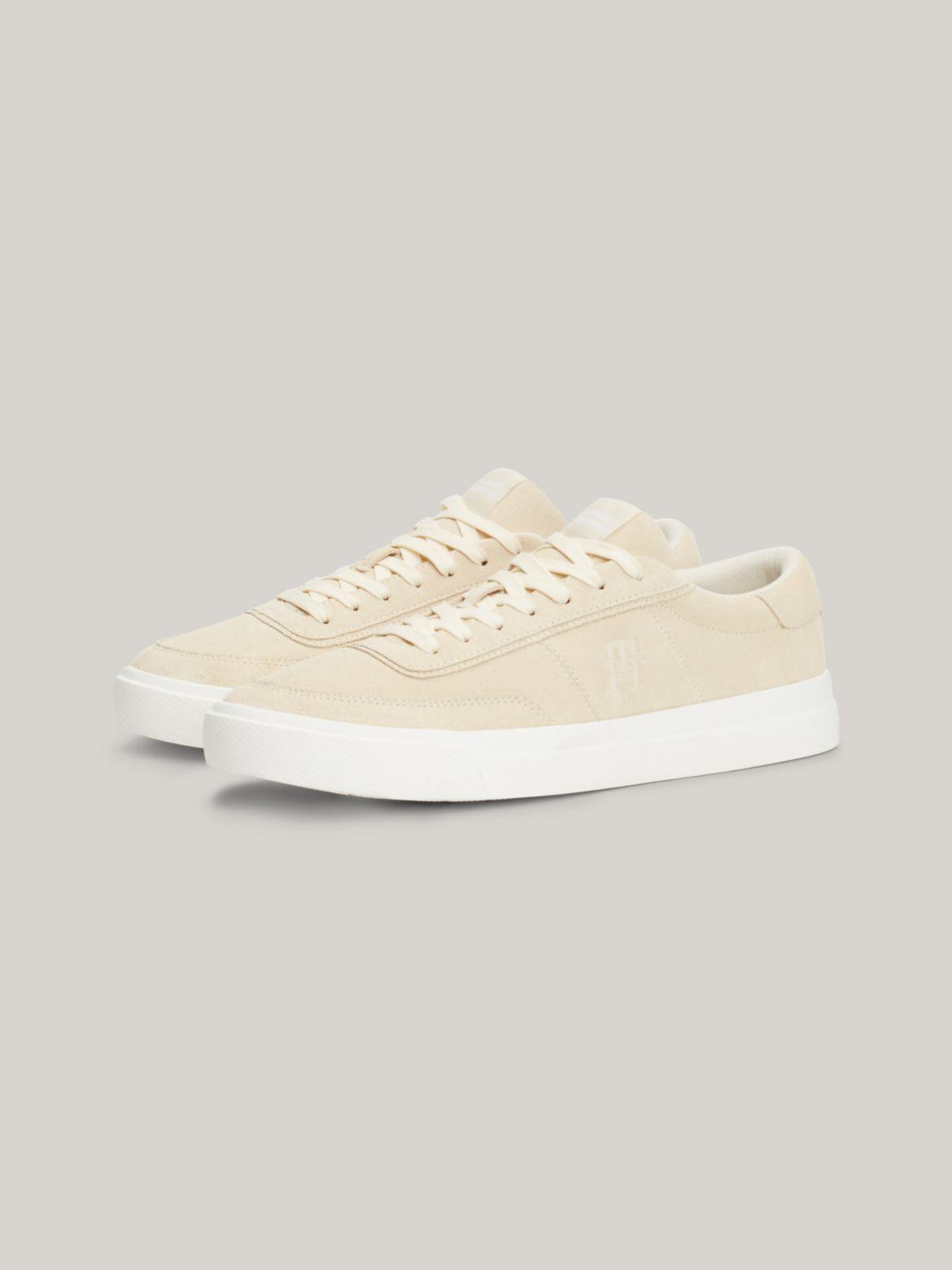 Tommy Hilfiger Men's TH Logo Suede Low-Top Sneaker - Beige - US 7.5 / EU 40 Product Image