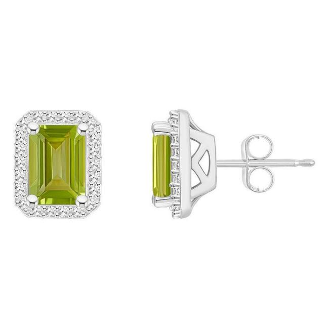 Celebration Gems Sterling Silver Gemstone & 1/5 Carat T.W. Diamond Halo Stud Earrings, Womens, Citrine Product Image