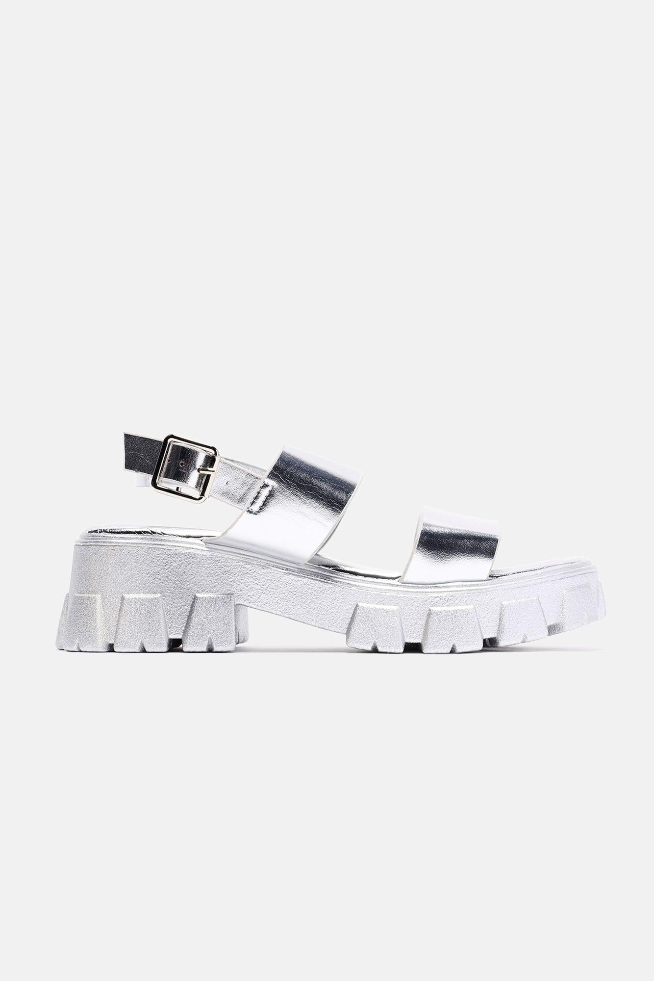 Just A Glance Platform Sandals - Silver Product Image