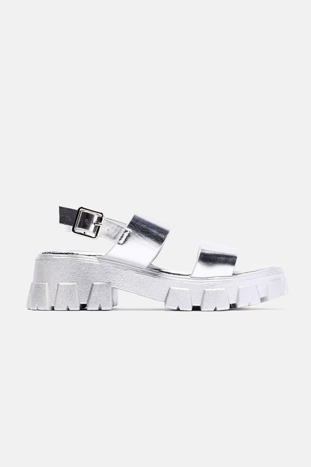 Just A Glance Platform Sandals - Silver Product Image