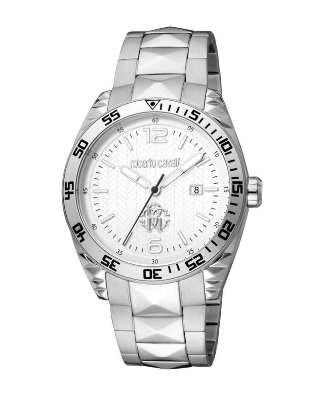 Roberto Cavalli Mens Quartz Silver-tone Stainless Steel Watch 42mm - Silver Product Image