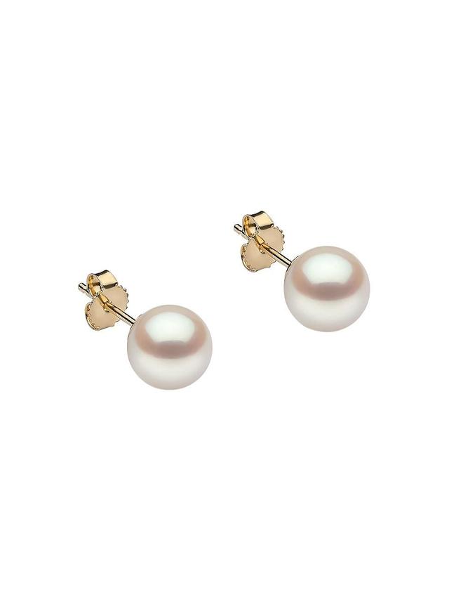 Womens 14K Gold & 9-9.5 MM Akoya Pearl Earrings Product Image