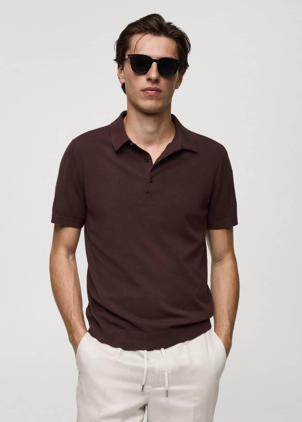 MANGO MAN - Fine-knit polo shirt coffeeMen Product Image