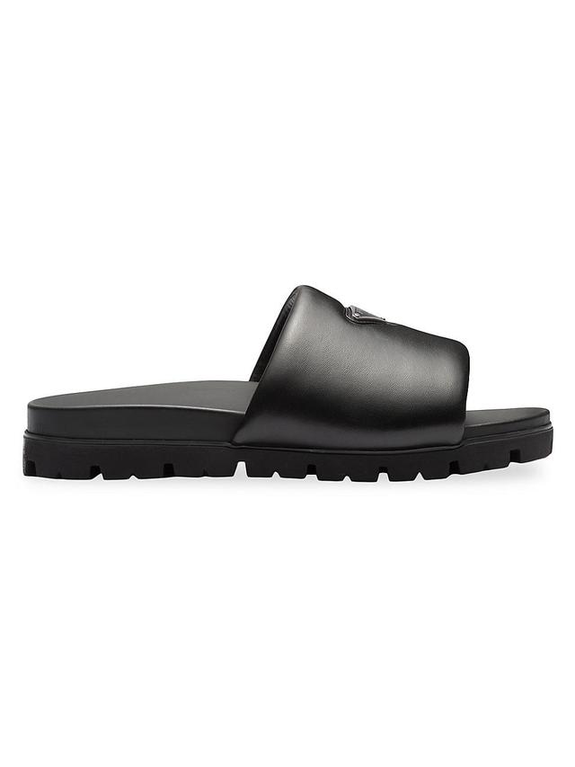 Mens Padded Nappa Leather Slides Product Image