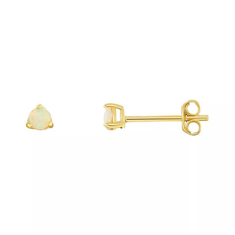 PRIMROSE 24k Gold over Sterling Silver White Opal Stone Stud Earrings, Womens Product Image