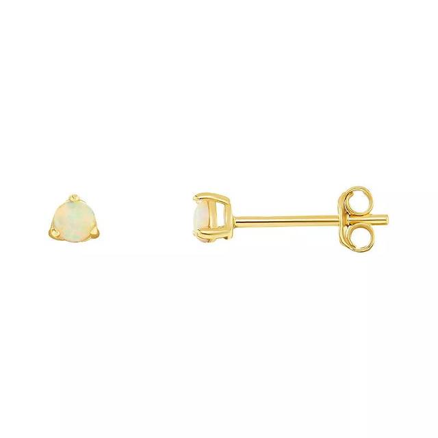 PRIMROSE 24k Gold over Sterling Silver White Opal Stone Stud Earrings, Womens, Gold Tone White Product Image