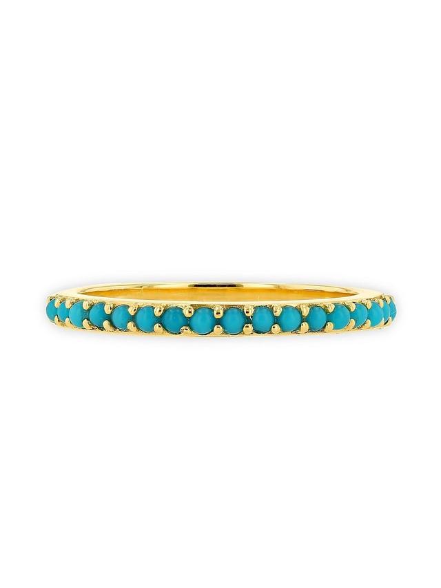 Womens 14K Gold & Turquoise Pav Band Ring Product Image