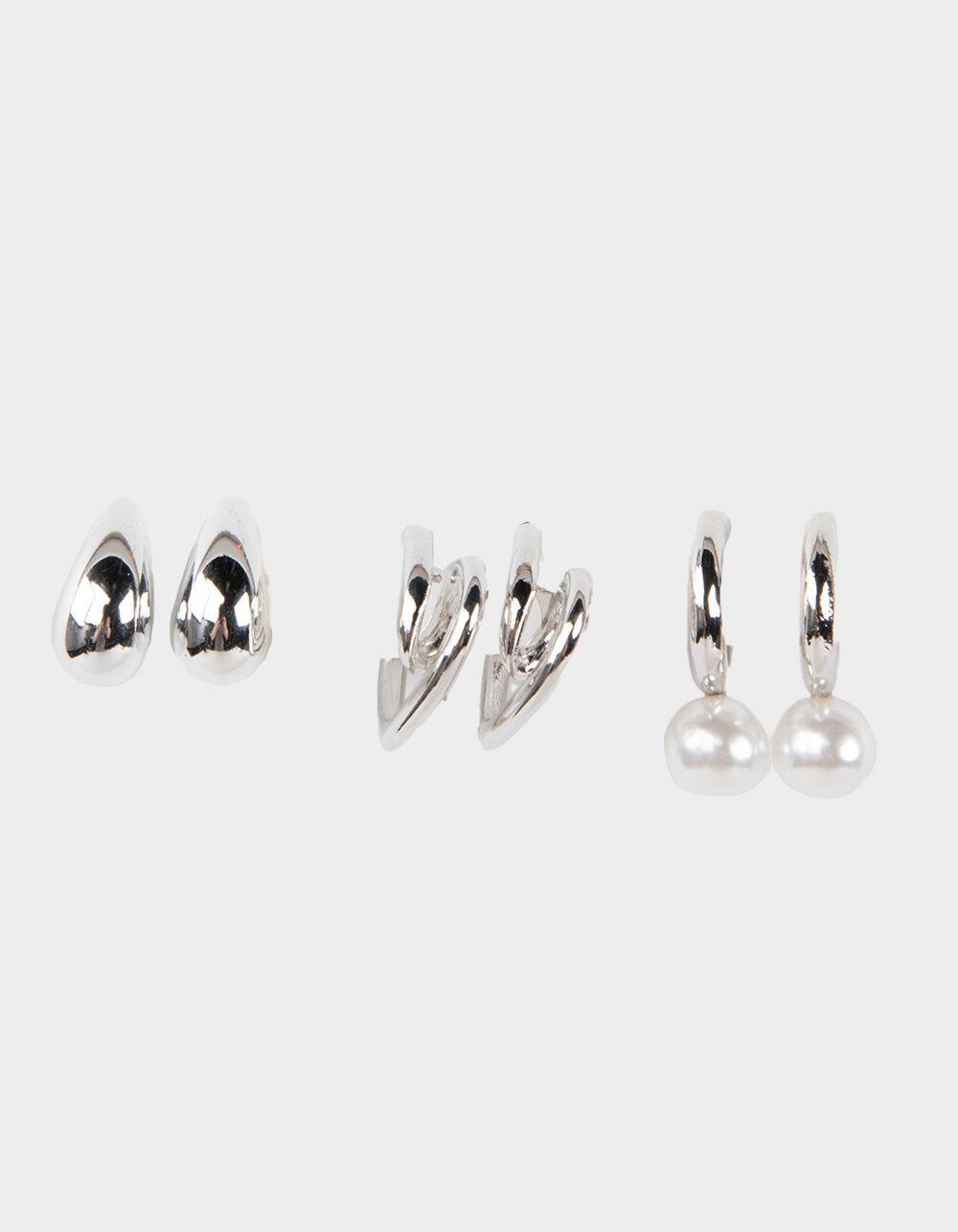 FULL TILT 3 Pack Pearl/Chunky Hoop Earrings Product Image