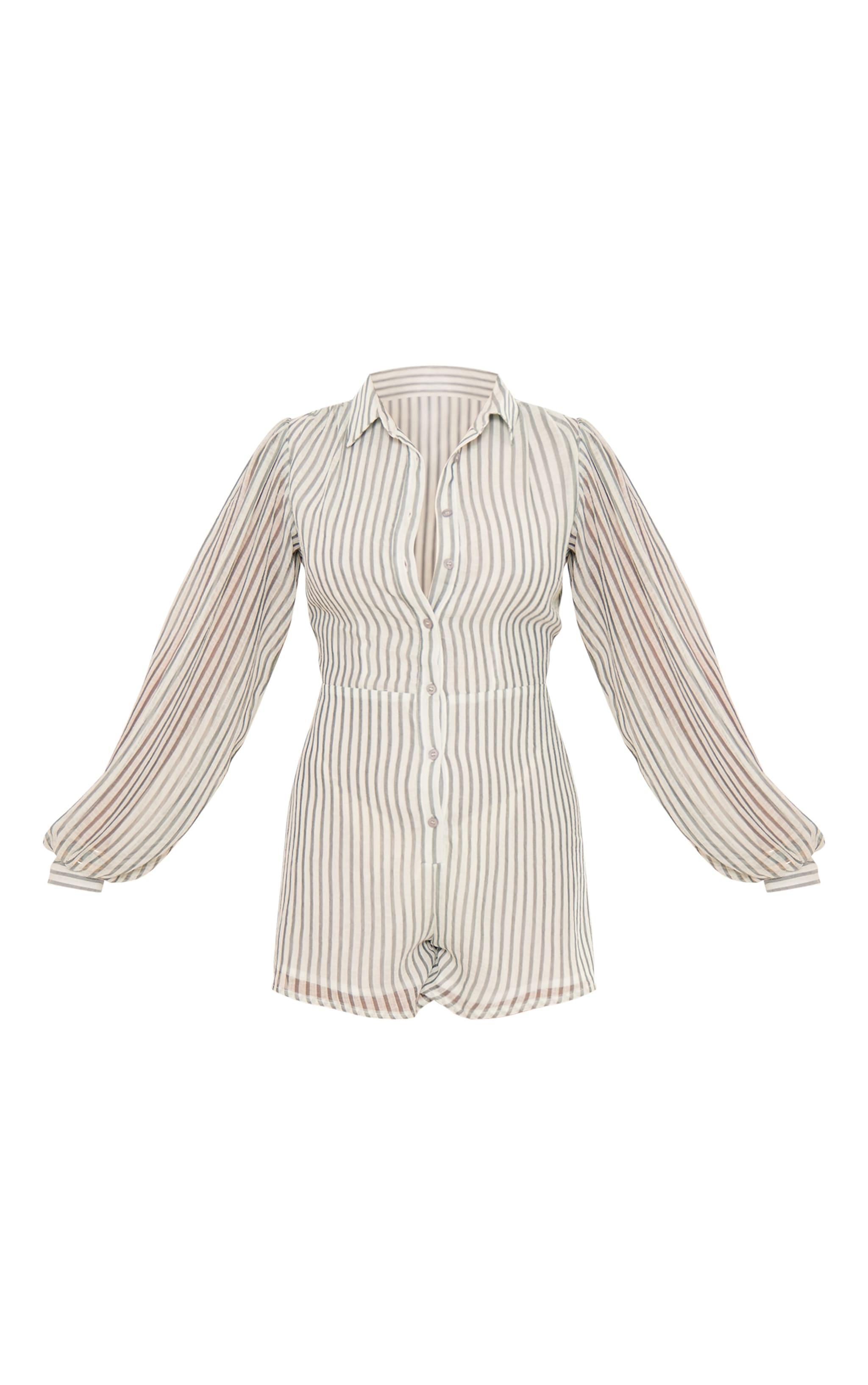 Cream Balloon Sleeve Shirt Romper Product Image